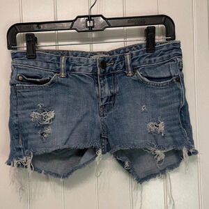 Tilt Jean Shorts Blue Distressed Stretch Cut Off Denim Women's Juniors Size 1